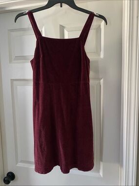 American Eagle 
Maroon Corduroy Jumper Dress